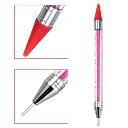 1Pcs Double Head Nail Art Dotting Pen Picking Up Rhinestones Gems Wax