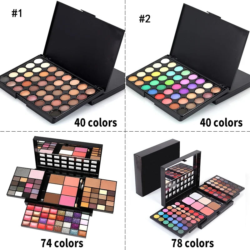 40/74/78 Colors Glitter Eyeshadow Palette Matte Waterproof Long