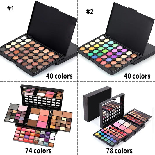 40/74/78 Colors Glitter Eyeshadow Palette Matte Waterproof Long
