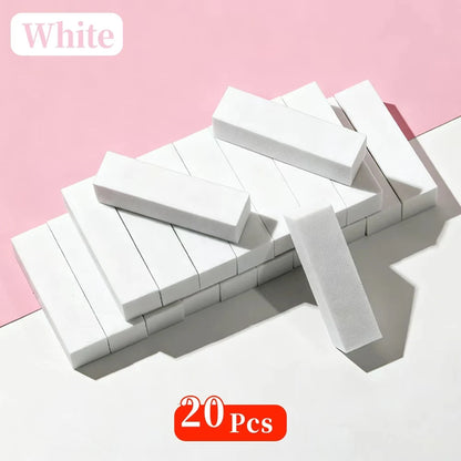 LINMANDA 5/20Pcs White Nail Buffer Block 4 Way Professional Nail Files