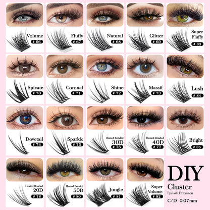 DIY 144 Cluster Lashes YUANZHIJIE free ship Segmented Beam Natural C/D