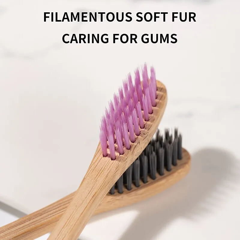 Single Cowhide Wrapped Bamboo Toothbrush Set Natural and