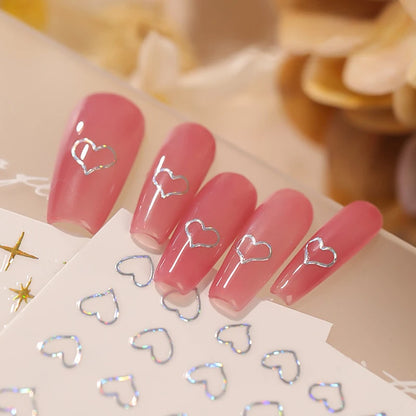 3 Sheets Hearts Nail Stickers  Self Adhesive Heart Nail Decals for