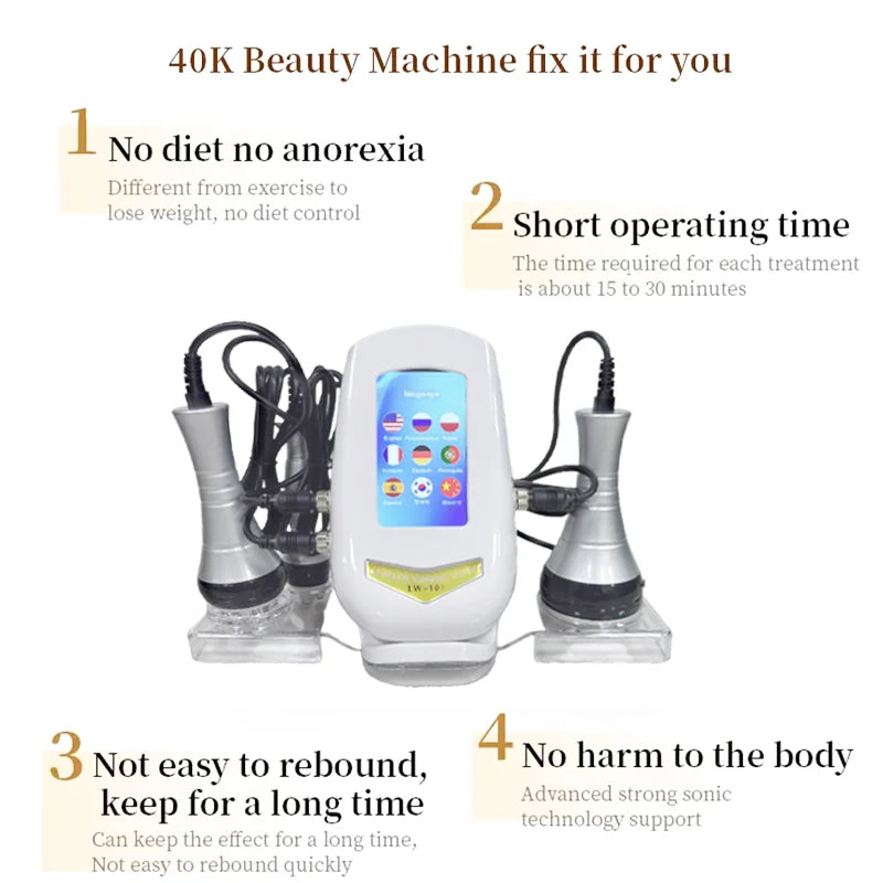 3 in 1 40K Ultrasonic Body Sculpting Machine for Body Slimming Firming