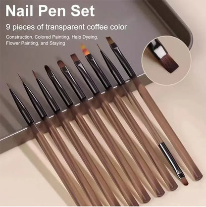 9PCS Nail Brush Liner DIY Painting Pen Manicure Acrylic Drawing Brush