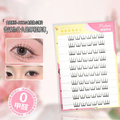 7-13mm Press on Lash Clusters Comic Eyelash Clusters No Glue Natural
