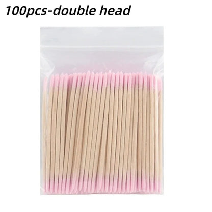 100/300/500 Nails Wooden Tip Cotton Stick Buds Disposable Ultra-Detail