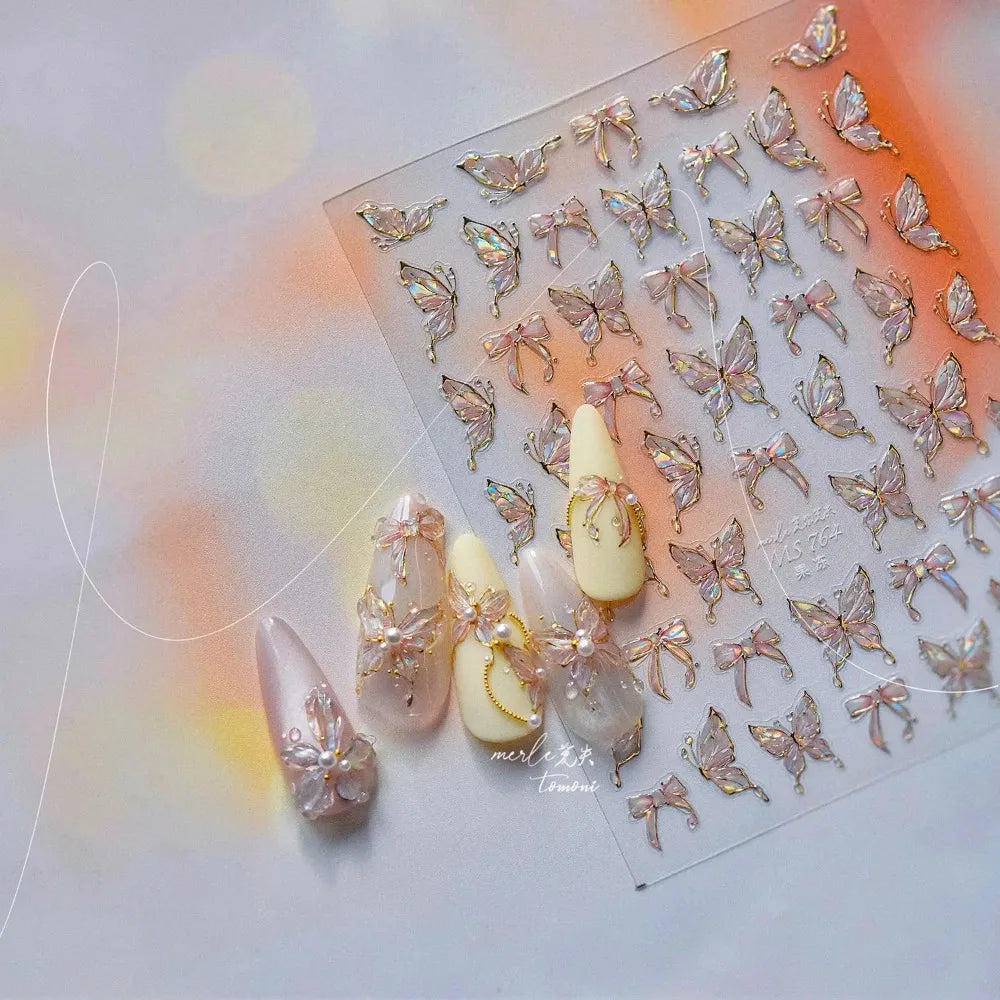 Jelly Butterfly 5D Nail Art Sticker Rhinestone Crystal Charming Shiny
