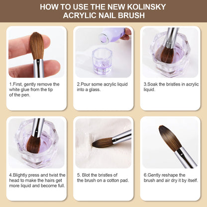 Kolinsky Acrylic Nail Brush Kolinsky Hair Bristles Round Shaped Handle