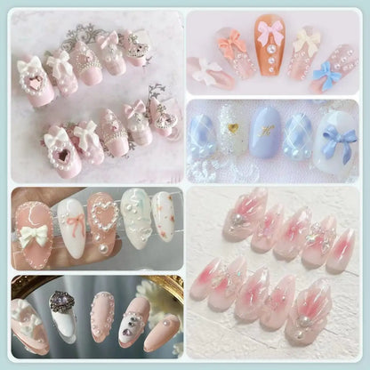 12Grids/box Mixed Resin Bowknot Nail Art Decorations 3D Acrylic Charms