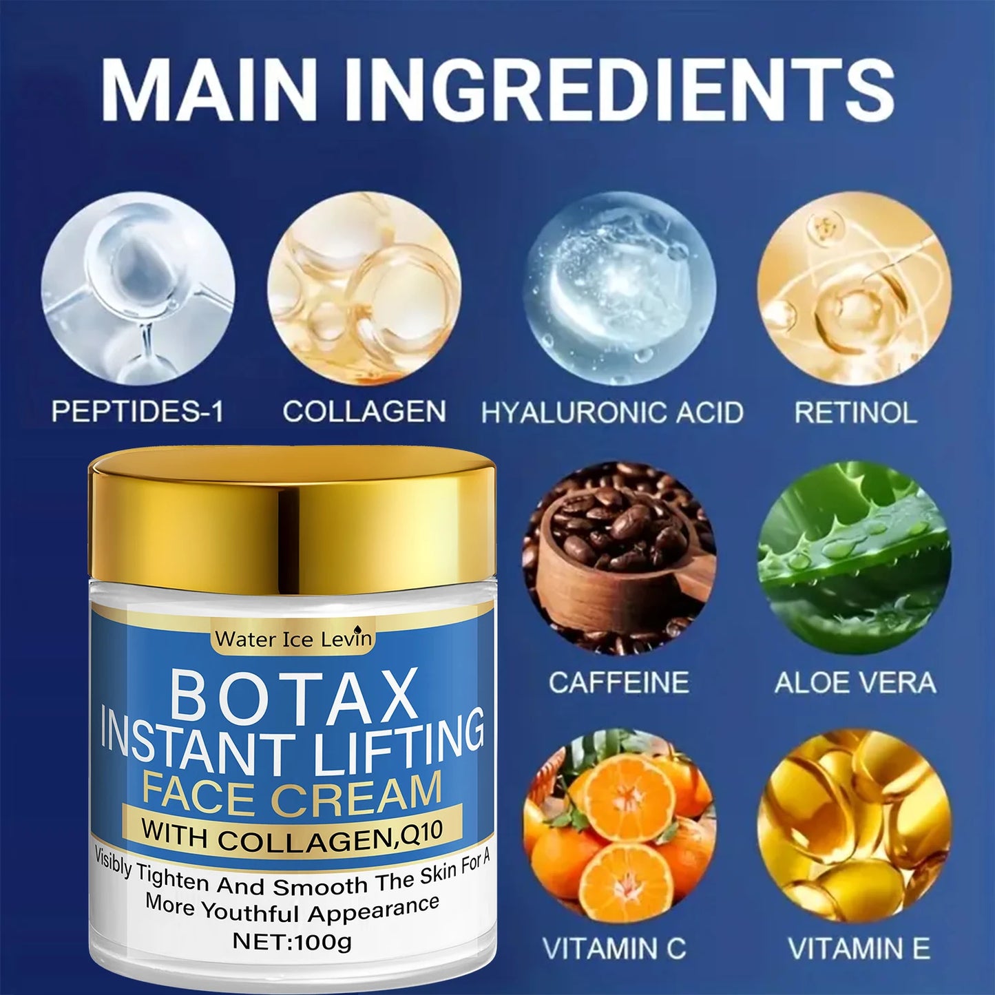 Anti Aging Face Cream 1+1 Pack 100g with Collagen Q10 Ceramide Vitamin