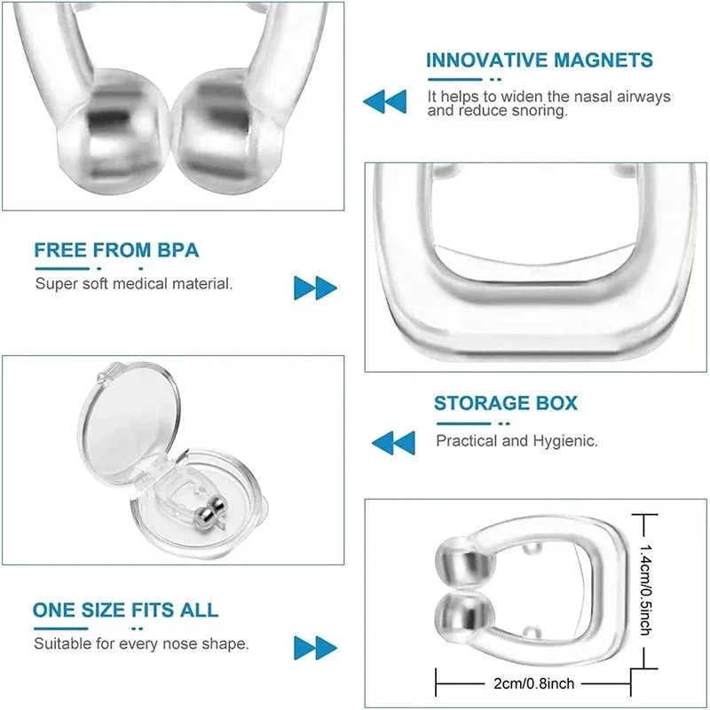 Anti Snore Stop Snoring Nose Clip Silicone Magnetic Sleep Tray