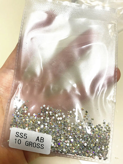 1Bag 3D AB/Clear Mixed-Shaped Round Nail Art Charms Sparkly Flatback