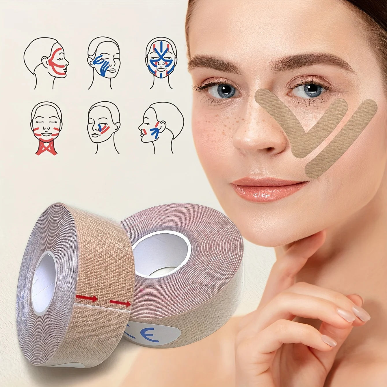 Elastic Face Lift Tape-Instantly Lifts Sagging Jowls,Neck Skin,and