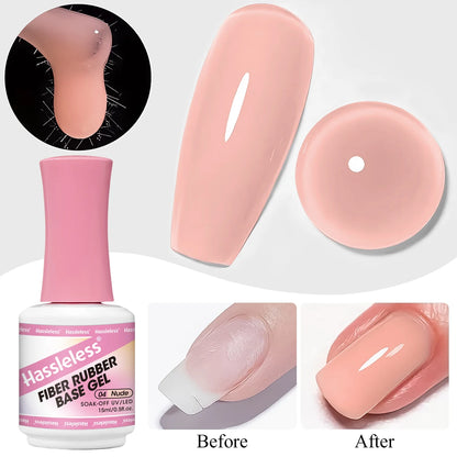 Hassleless 15ml single tube fiber base gel nail polish, clear,