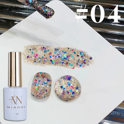 10ml 1-12pcs Gold Sparkling Platinum Nail Gel Polish Glitter Long