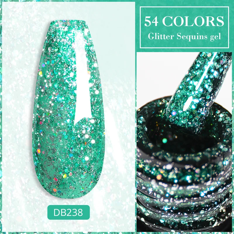 6ml Glitter Gel Nail Polish Sparkling Nail Art  UV Gel Colorful