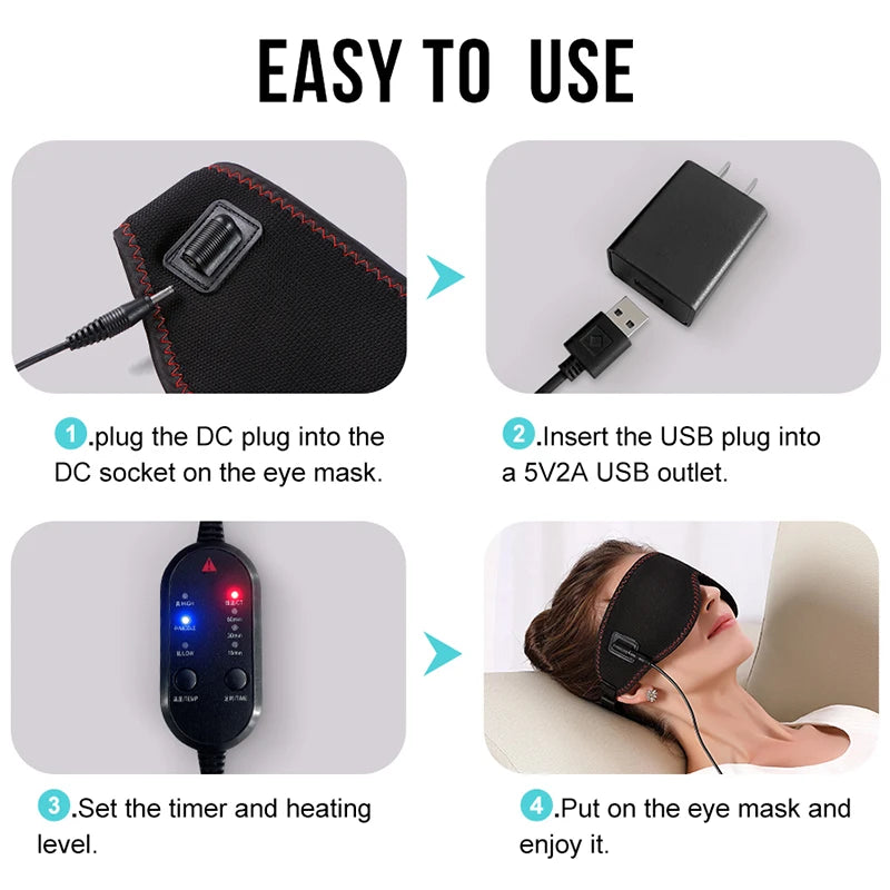 Portable Electric Heated Eye Massager USB-Powered Winter Warm Eye Mask