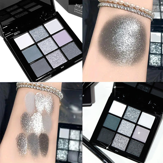 Black light star nine-color eye shadow plate Smoky makeup dark black