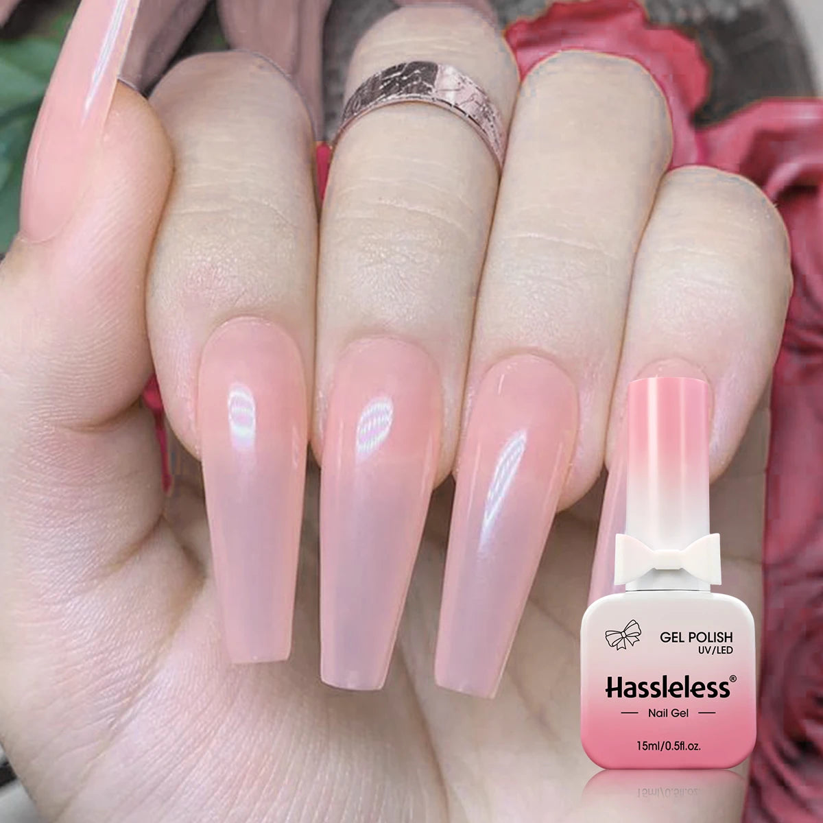 Hassleless 15ml New Trendy Water Ice Pink + White Gel Nail Polish Set,