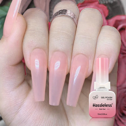 Hassleless 15ml New Trendy Water Ice Pink + White Gel Nail Polish Set,