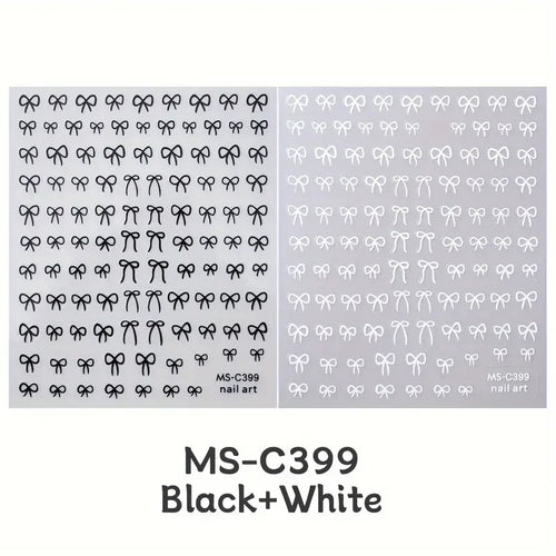 1/2pcs Black White Pink Mini Bowknot Design Nail Art Sticker Self