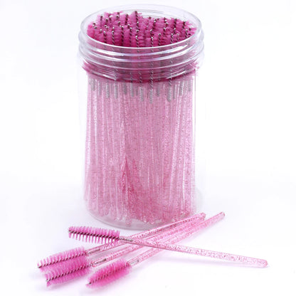 50Pcs/Bottle Eyelash Extension Brushes With Container Eyebrow  Eye