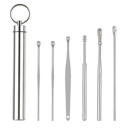 Stainless Steel Ear Wax Removal Tool 6 Piece Set Spiral Rotating Ear
