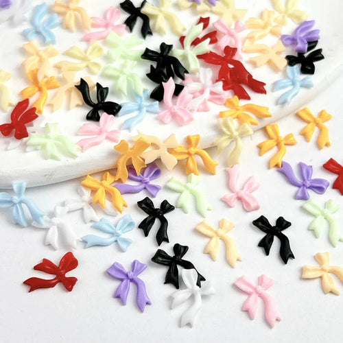 50pcs 3D Aurora Clear Resin Bow Nail Art Charms Cute Butterfly Glitter