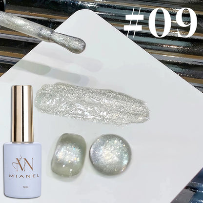 10ml 1-12pcs Gold Sparkling Platinum Nail Gel Polish Glitter Long