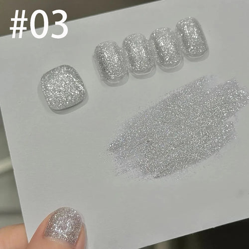 10ml 1-12pcs Gold Sparkling Platinum Nail Gel Polish Glitter Long