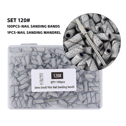 3mm Nail Sanding Bands-80/120/180/240 Grit Mini Nail Drill Bit