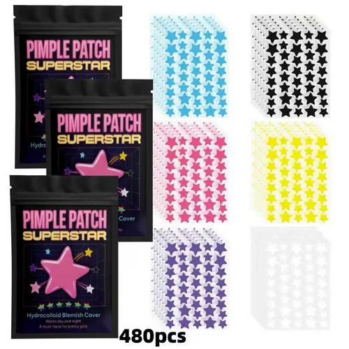 480pcs pieces of multi-color star acne patches, facial acne patches,