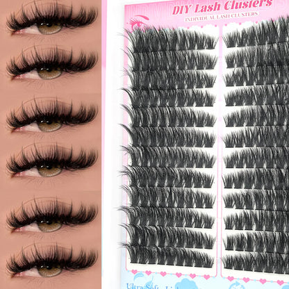 False Eyelashes Natural Wispy Individual Cluster Lashes Easy to Apply