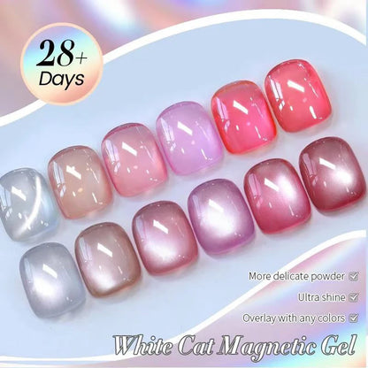 1-9pcs TC Flow Light White Cat Eye Gel Nail Polish Ultra Shine Soak