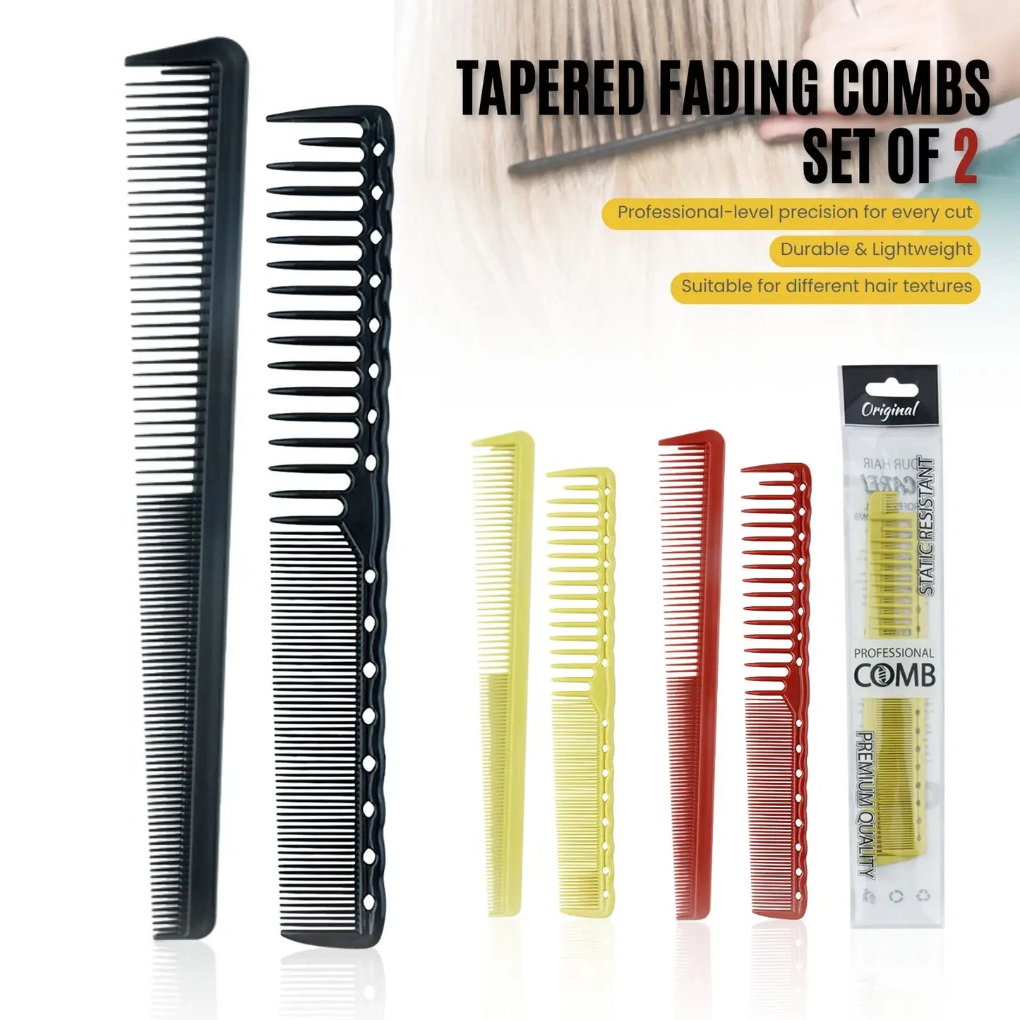 2pcs Set Professional Barbershop Hairdressing Dense Teeth Comb