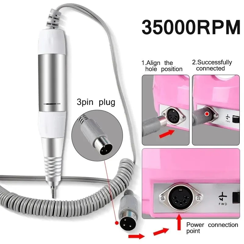 Professional Electric Nail Drill Handle 35000RPM Nail Art Drill
