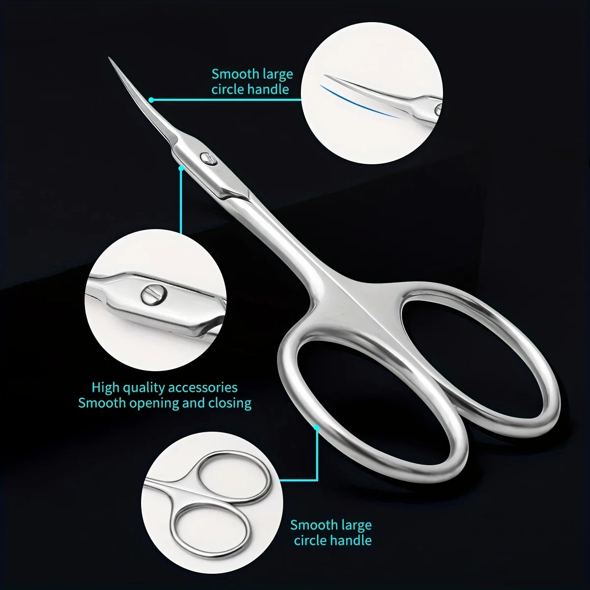 Ultra Fine Silvery Manicure Scissors Stainless Steel Arc Manicure