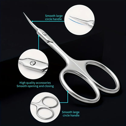 Ultra Fine Silvery Manicure Scissors Stainless Steel Arc Manicure