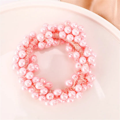 deanwangkt Girls Scrunchies Luxury Big Elegant White Pearl Hair Ties Beads Rubber Bands Ponytail Holders Hair Accessories Elastic Hair Band