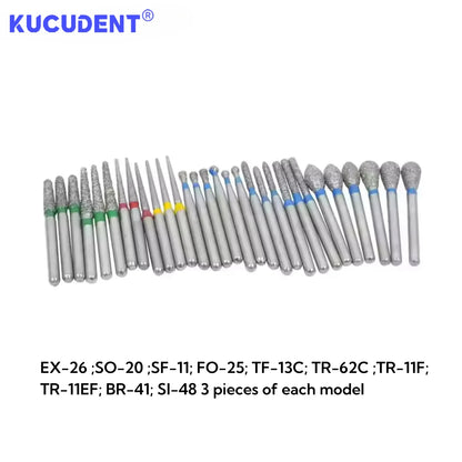 30Pcs/Set Dental Burs Kit With 30Pcs Burs High Speed Handpiece burs