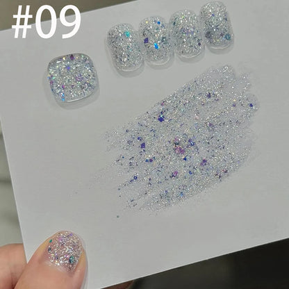 10ml 1-12pcs Gold Sparkling Platinum Nail Gel Polish Glitter Long
