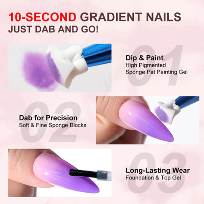 LIMEGIRL 9 Color Gradient Painting Gel Nail Art Gradient Color DIY