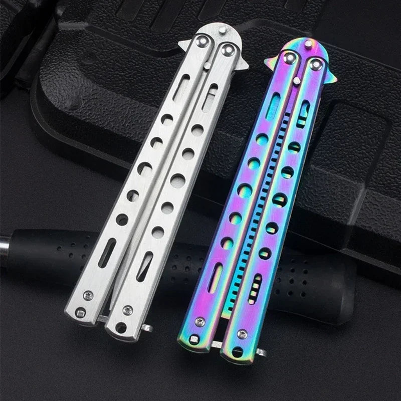 Foldable Comb Stainless Steel Practice Training Butterfly Knife Comb