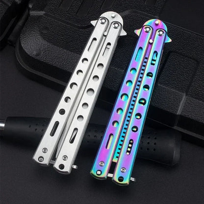 Foldable Comb Stainless Steel Practice Training Butterfly Knife Comb