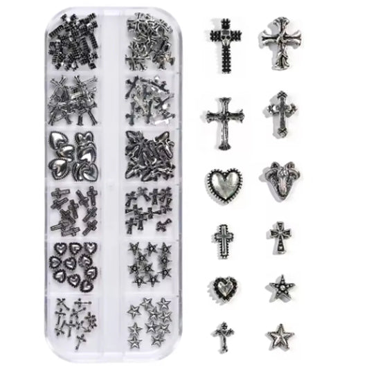 120 pcs / 1 box European American dark vintage style cross nail art