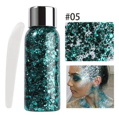 Body Glitter Gel Sequins Long Acting Face Eyes Hair Prom Party Mermaid