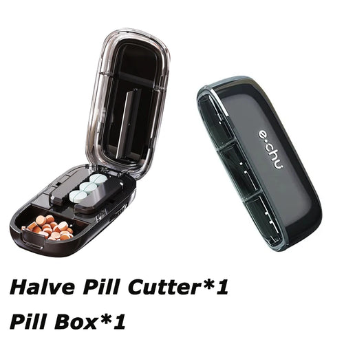 Newest Quartering Pill Cutter Storage Box Portable Drug Tablet