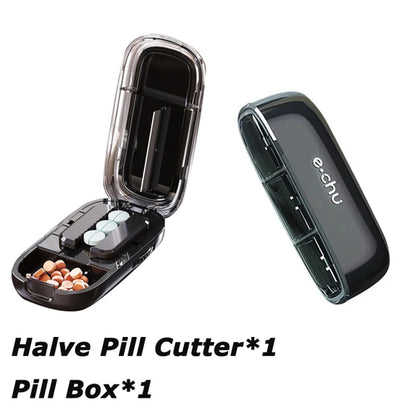 Newest Quartering Pill Cutter Storage Box Portable Drug Tablet