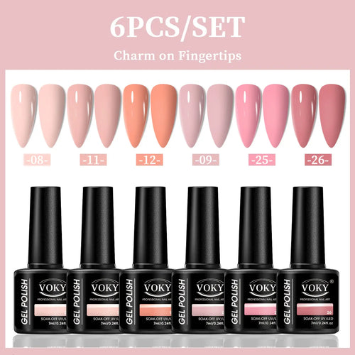 VOKY 6-Piece Set of Nail Gel, Seasonal Fashionable Nail Gel, The